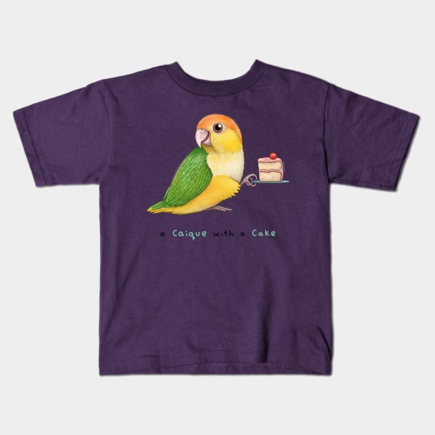 A Caique With A Cake Kids T-Shirt by Sophie Corrigan